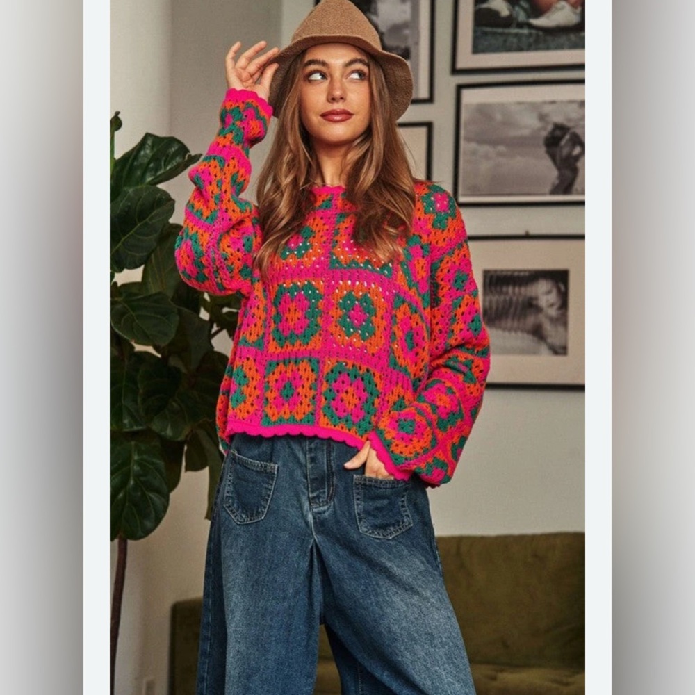 Colorful Crochet Sweater